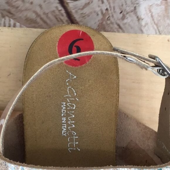 A. Giannetti Womans Lagetta Size 6 Adjustable Slingback Shell Pink Beach Print S - Picture 9 of 10